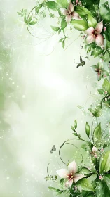 Elegant Floral Border with Butterfly Garden Flourish