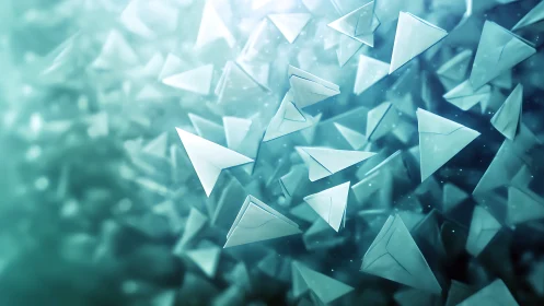 Floating envelope icons appear in a teal digital space