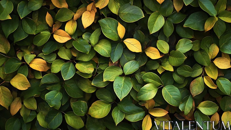 Golden green garden leaves create a soothing living wall