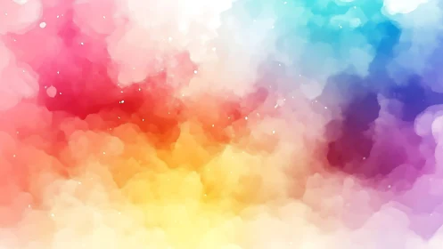 Prismatic watercolor cloudscape with soft glowing gradients.