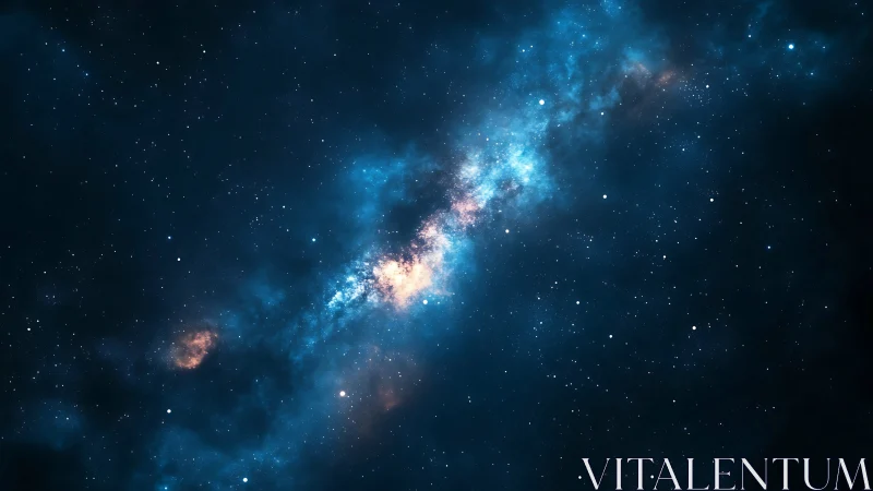 Celestial river of starlight drifting through deep midnight blue.