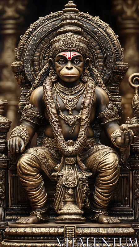 Golden monkey deity statue glowing with sacred calm.