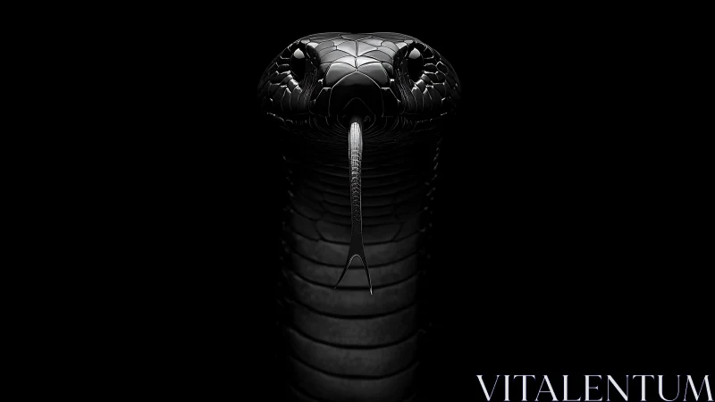 Midnight cobra holds a steady gaze in dramatic darkness