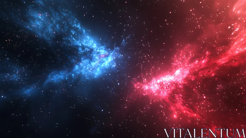 Binary nebula collision splits cosmos into red and blue