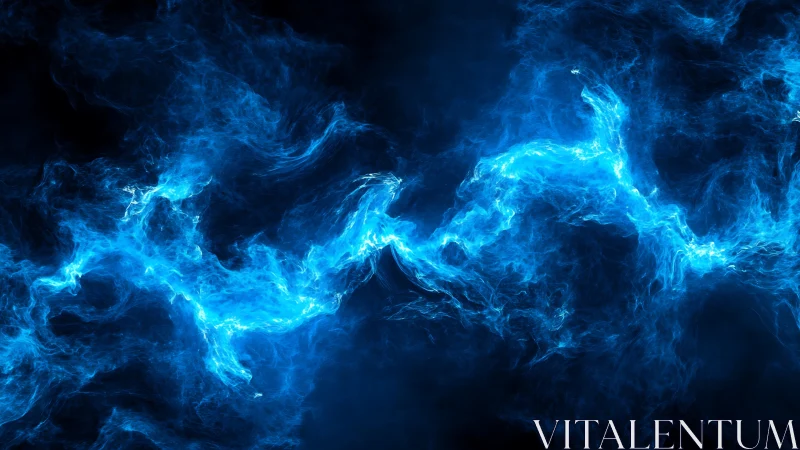 Electrified blue plasma stream arcs across deep cosmic void