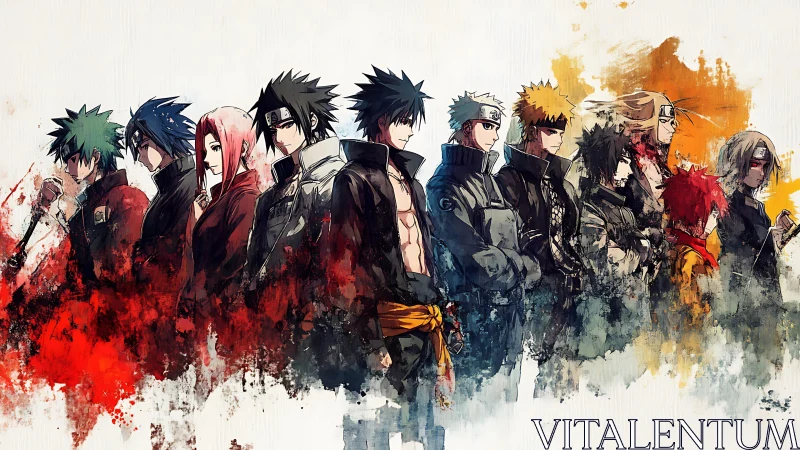 Lineup of intense anime fighters in textured profile row.