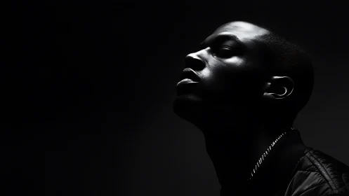 Silhouette in silver light, a profile carved from midnight.