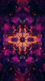 Fractal nebula flower radiates vivid cosmic symmetry.