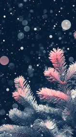 Frosted fir dreams under drifting snowfall and moonlit hush.