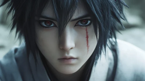 Scarred gaze of the storm-eyed warrior in quiet revolt.