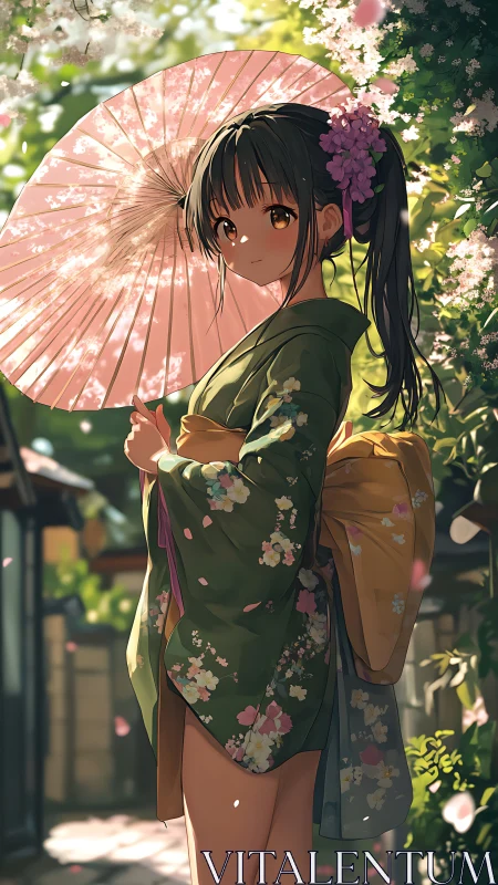 Springtime kimono daydream under a shy sakura parasol.