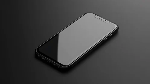 Black Smartphone on Dark Gray Surface with Refined Minimalist Aesthetic