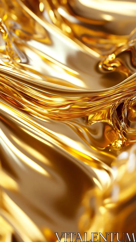 Liquid gold metallic folds with high-gloss reflective highlights