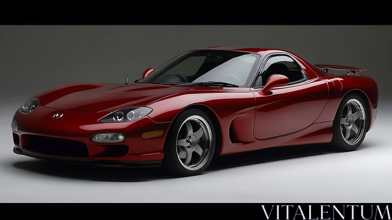 Red sports coupe rendered in high-gloss studio lighting profile