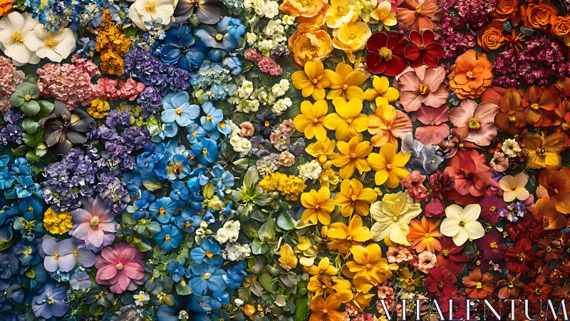 Petal constellations swirl through a seamless rainbow bloom