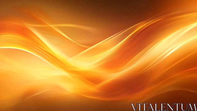 Glowing Abstract Orange Waves Digital Art Background.
