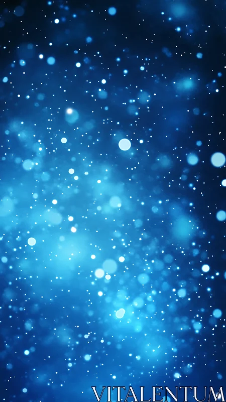 Blue bokeh particle field with shallow depth and soft glow