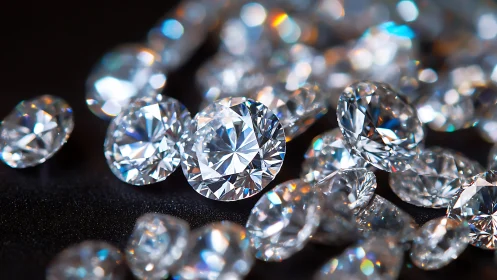 Diamonds scattered in soft light, sparkling with color.
