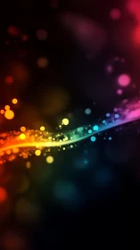 Sweeping rainbow light trail over deep cosmic blackness.