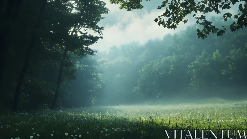 Misty Morning Meadow Awakening