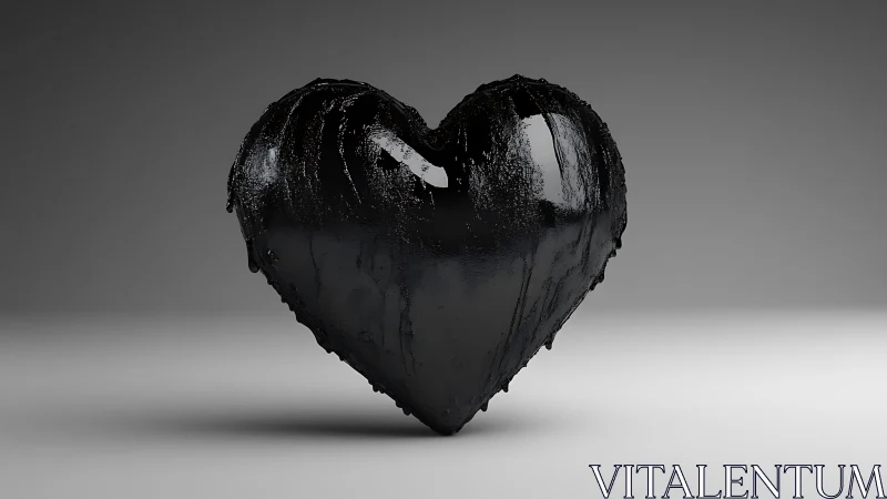 Black Fractured Heart with Crystalline Surface Texture.