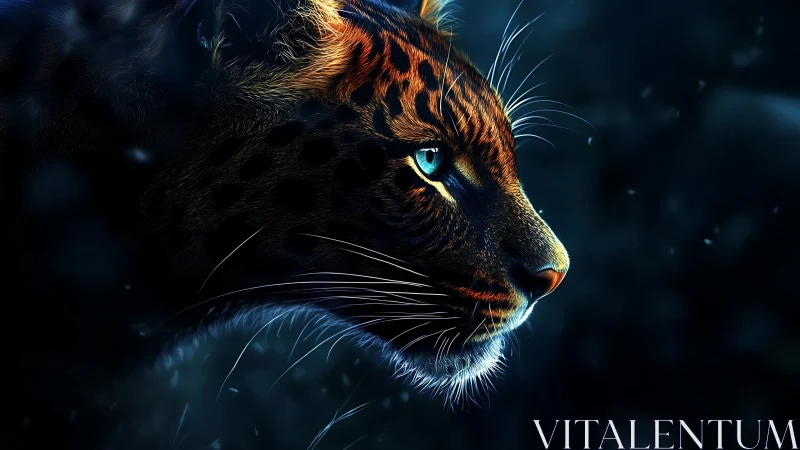 Tiger's Luminous Gaze Pierces Midnight Mystery.