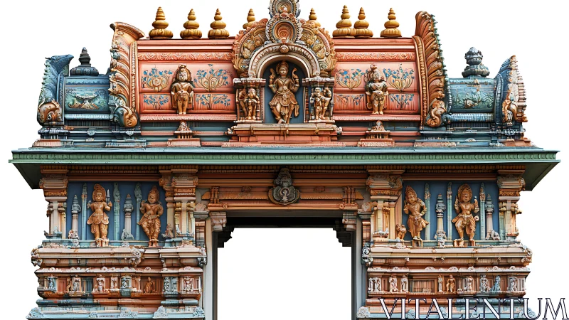 South Indian temple gopuram with ornate sculpted deities