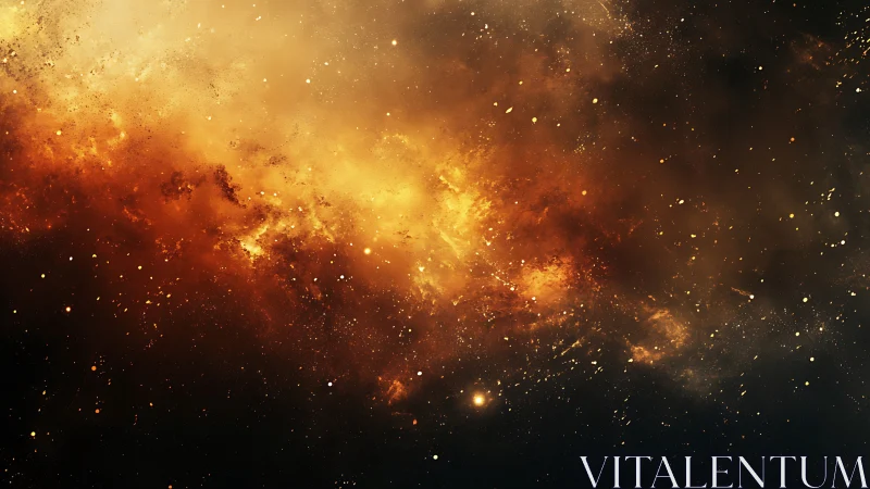 Solar ember nebula ignites the star-flecked midnight void.