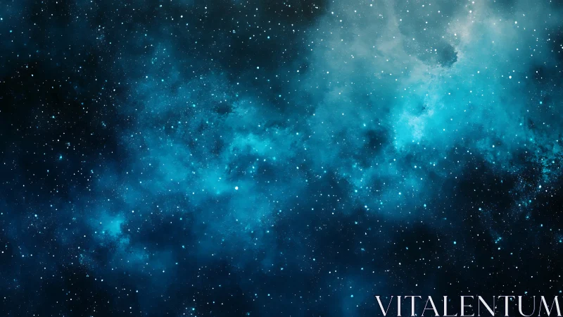 Blue nebula cloud stretches across dense star field