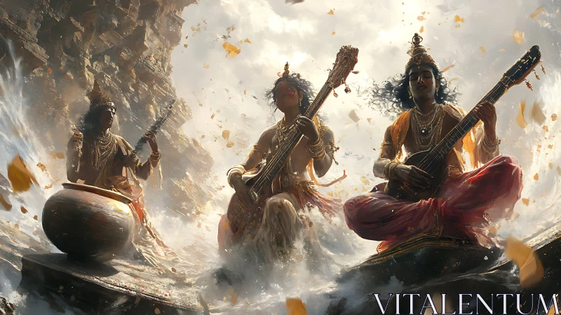 Sacred musicians summon swirling light with their celestial song