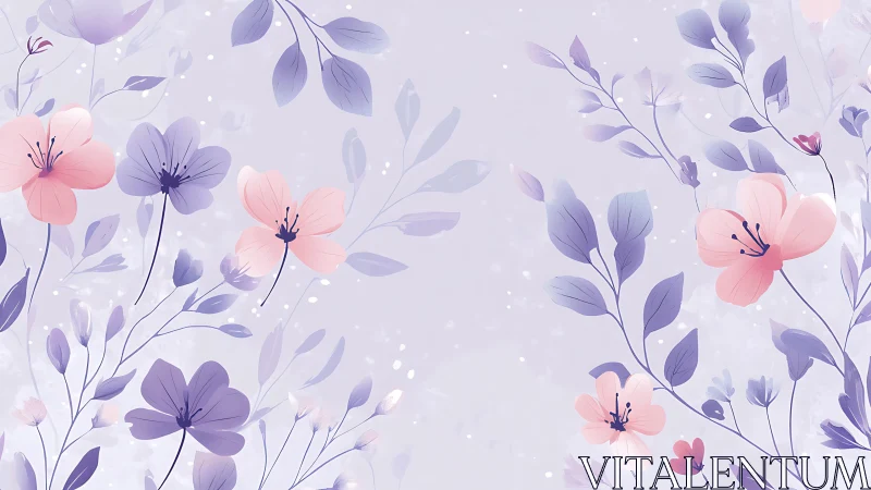 Pastel Floral Garden. Pink, Purple Blooms Drift Ethereal.