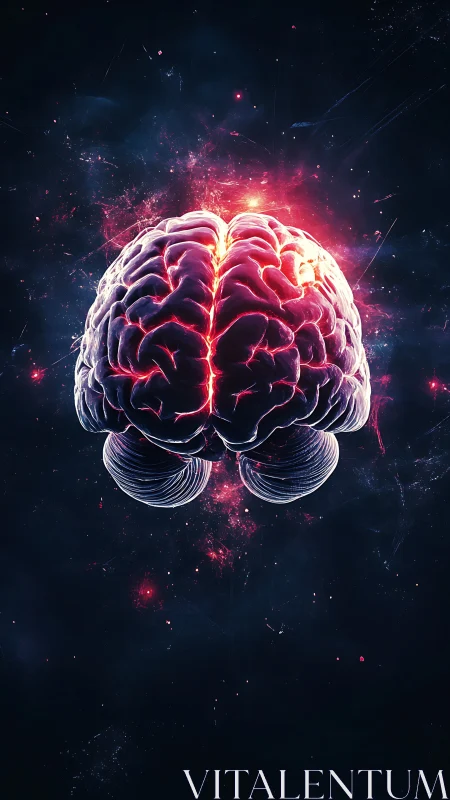 Digital rendering shows illuminated brain against dark field