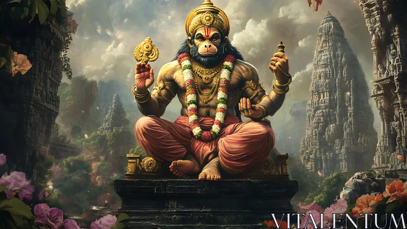 Mountain air trembles as divine monkey guardian blesses dusk