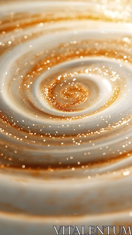 Caramel spiral galaxy swirling in creamy golden starlight.