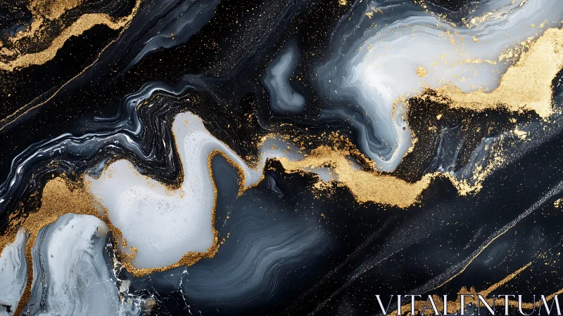 Elegant abstract black marble background with gold accents.