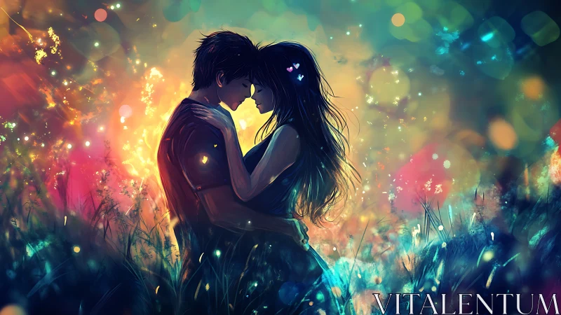 Luminous Embrace in Enchanted Fields.