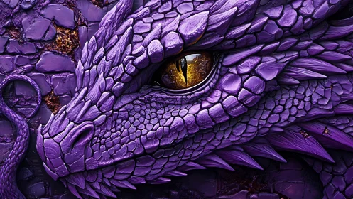 Violet wyrm close-up blazes with molten golden gaze. Period.