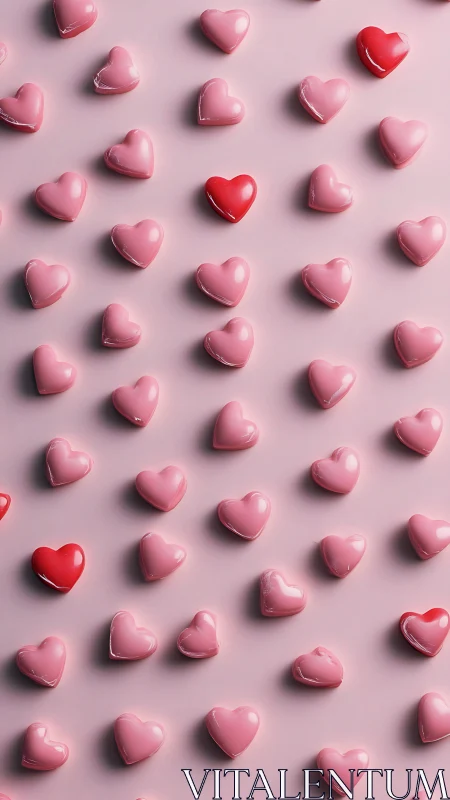 3D Rendered Heart-Shaped Confections on Pastel Pink Surface Display