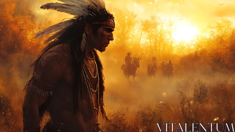 Sunlit rider in quiet reflection beneath golden skies.