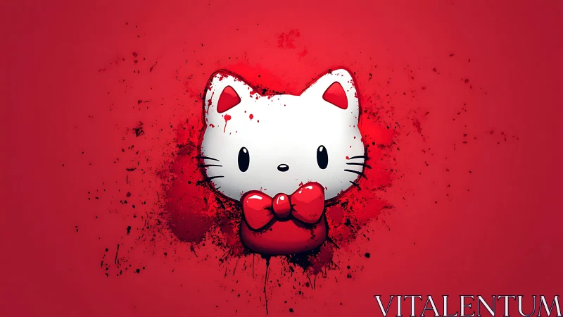 Vector kitty emblem with splatter-field chromatic contrast.