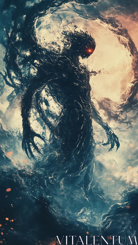 Cosmic Void Entity in Turbulent Light-Sculpted Silhouette.