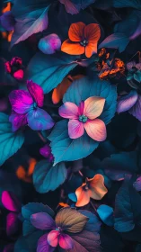 Neon Botanical: Luminous Flowers in Ultraviolet Darkness.