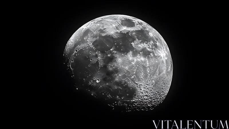 High-contrast lunar near-side crescent with detailed impact craters