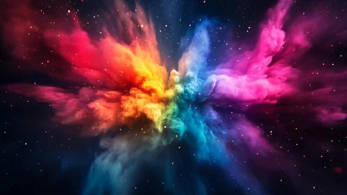 Cosmic color explosion forming radiant nebula core.