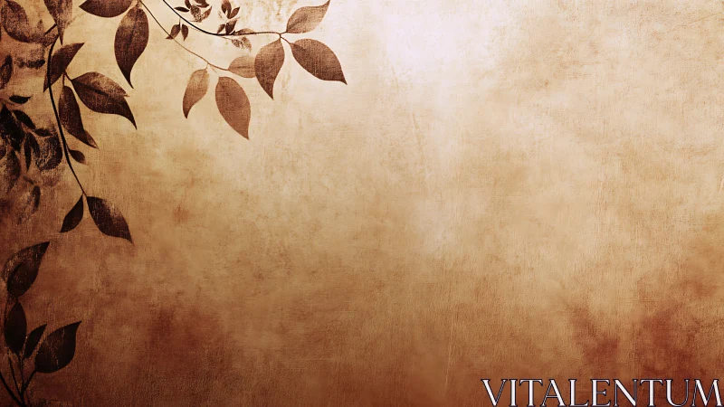 Sepia vine silhouette on textured parchment gradient wall.