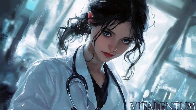 Clinical researcher portrait with digital painterly fidelity.