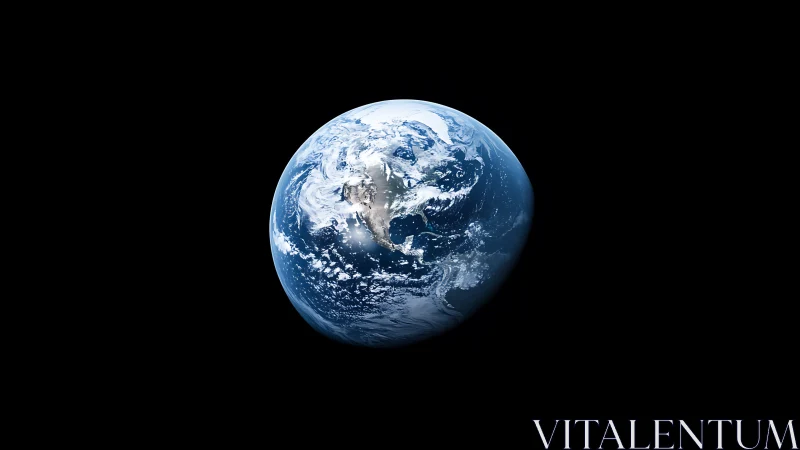 Isolated planetary Earth rendered against deep-space negative field