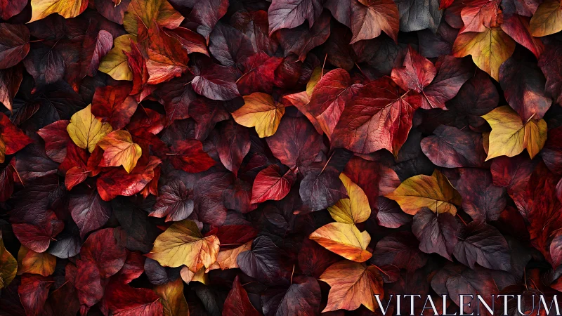 Crimson and gold autumn leaves woven into a cozy carpet.