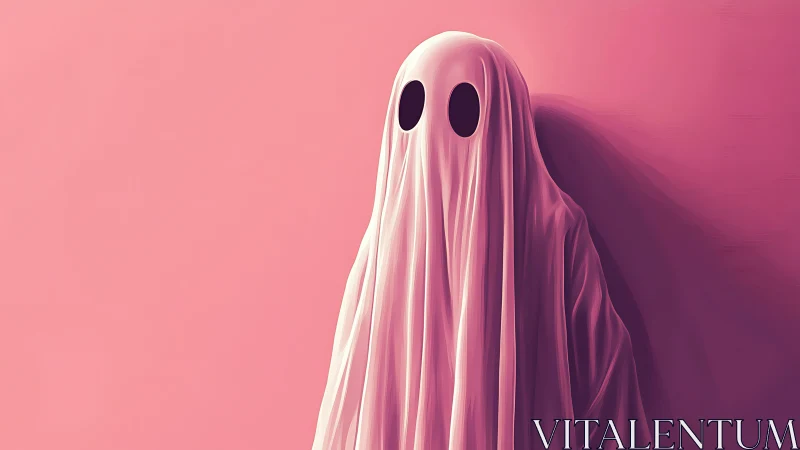 Shy pink ghost friend standing softly in the corner.