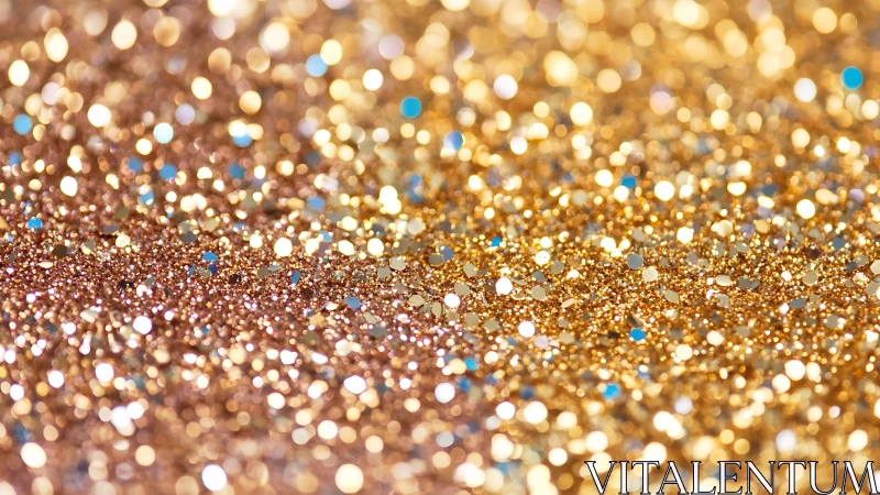 Macro bokeh study of gold glitter surface with warm highlights